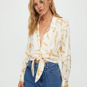 Aritzia / Wilfred Silk Tie Front Blouse (New)